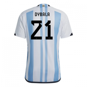 Koszulka Argentyna Dybala 21 Domowe Stroje Piłkarskie World Cup 2022 Krótki Rękaw